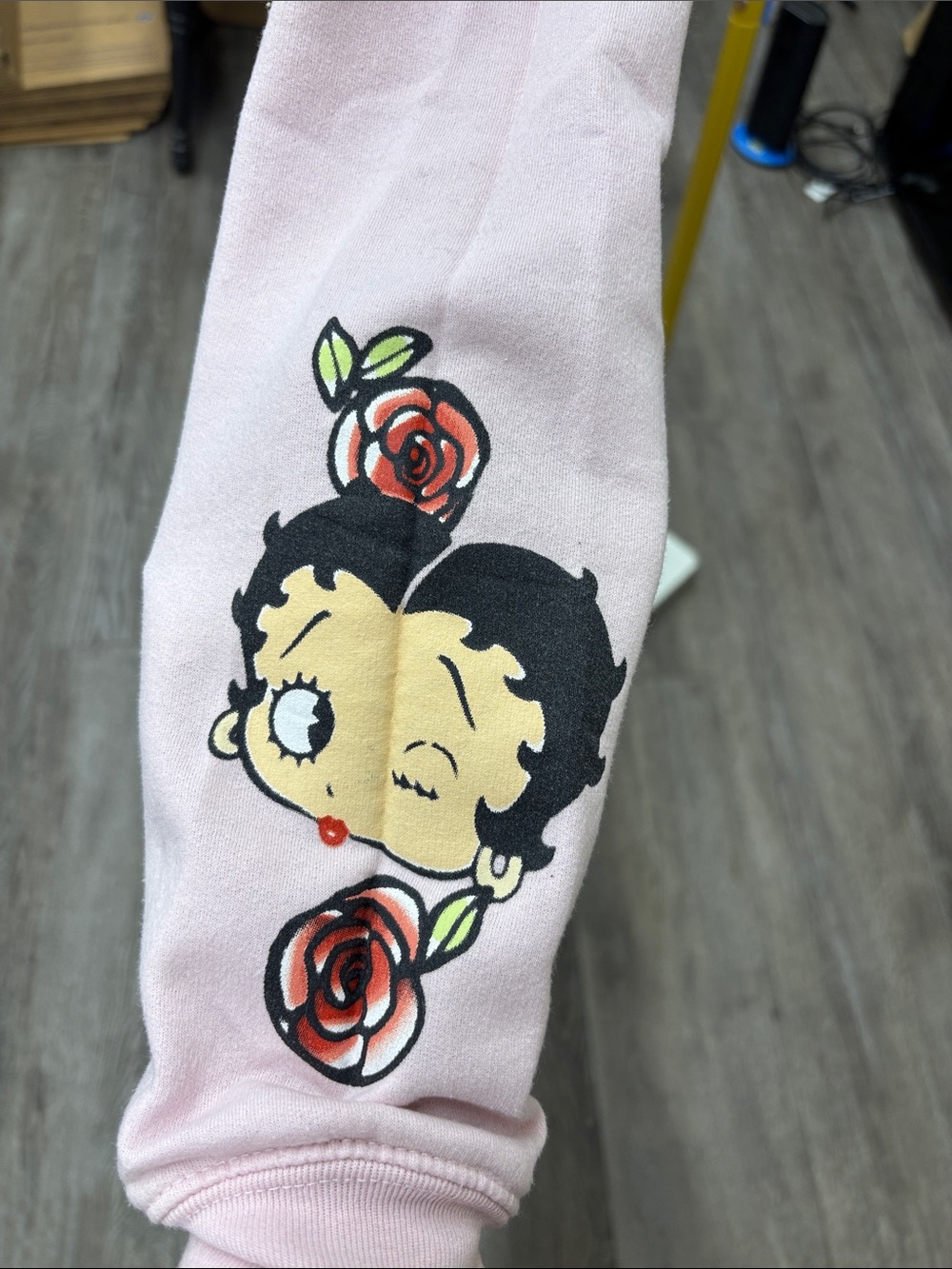 Betty Boop Pink Hoodie with Rose Graphic - Picture 3 of 5